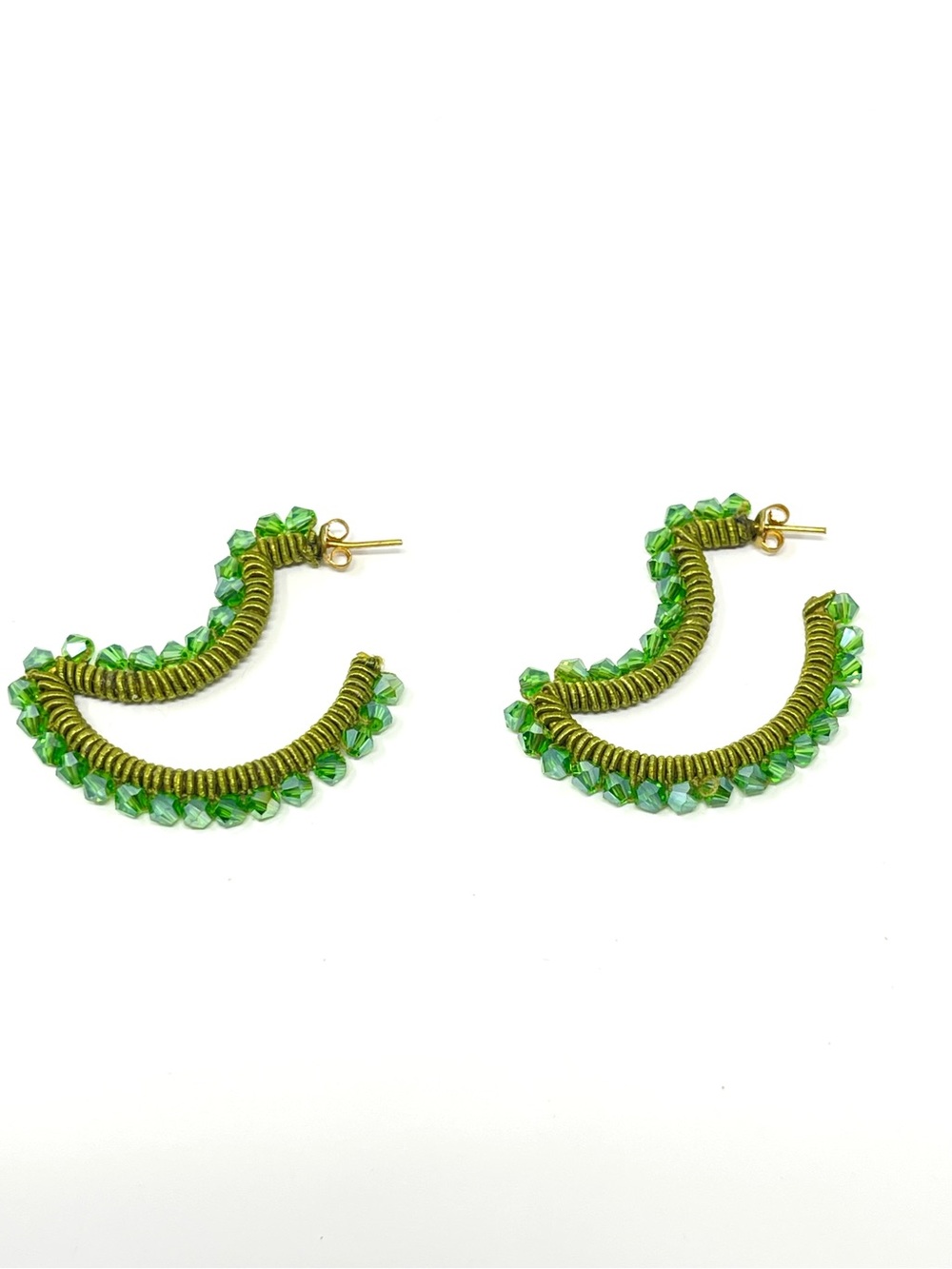 New Anthropologie Green Beaded Stone Earrings - Picture 4 of 5
